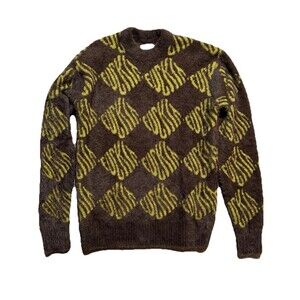 HUF Fuzzy Checkered F*** It Long Sleeve Oversized Sweater Brown Size Small